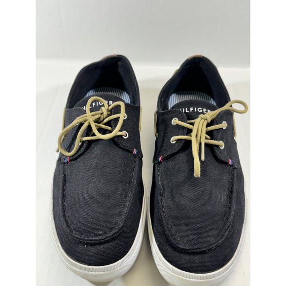 Tommy Hilfiger mens size 10.5 black Canvas Boat Shoes - Picture 2 of 16